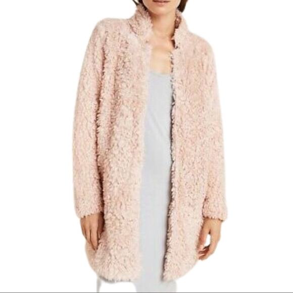 Anthropologie Bishop and Young Vickey Teddy Coat Blush XS - Picture 4 of 11